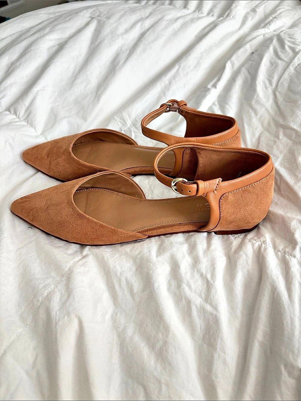 J.Crew Zoe Suede D'Orsay Flats Brown Pointed-Toe